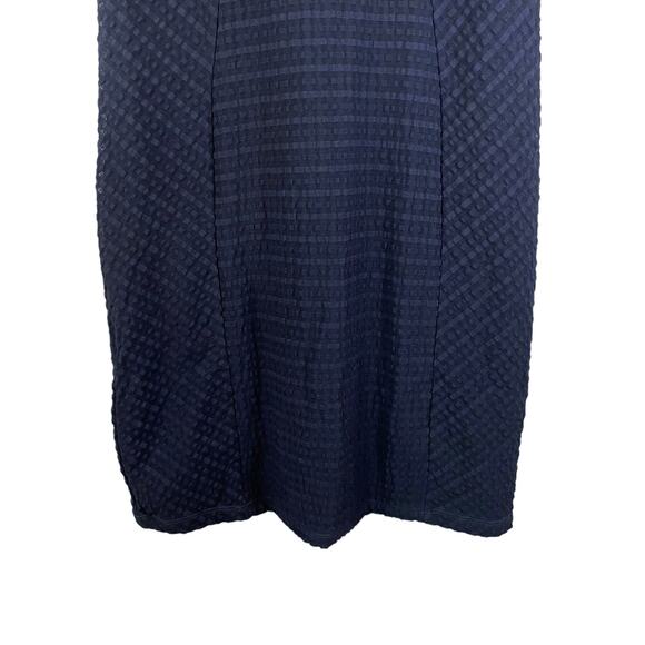 Anthropologie Maeve Womens Seersucker Textured Short Sleeve Work Dress Navy Blue - Picture 6 of 10
